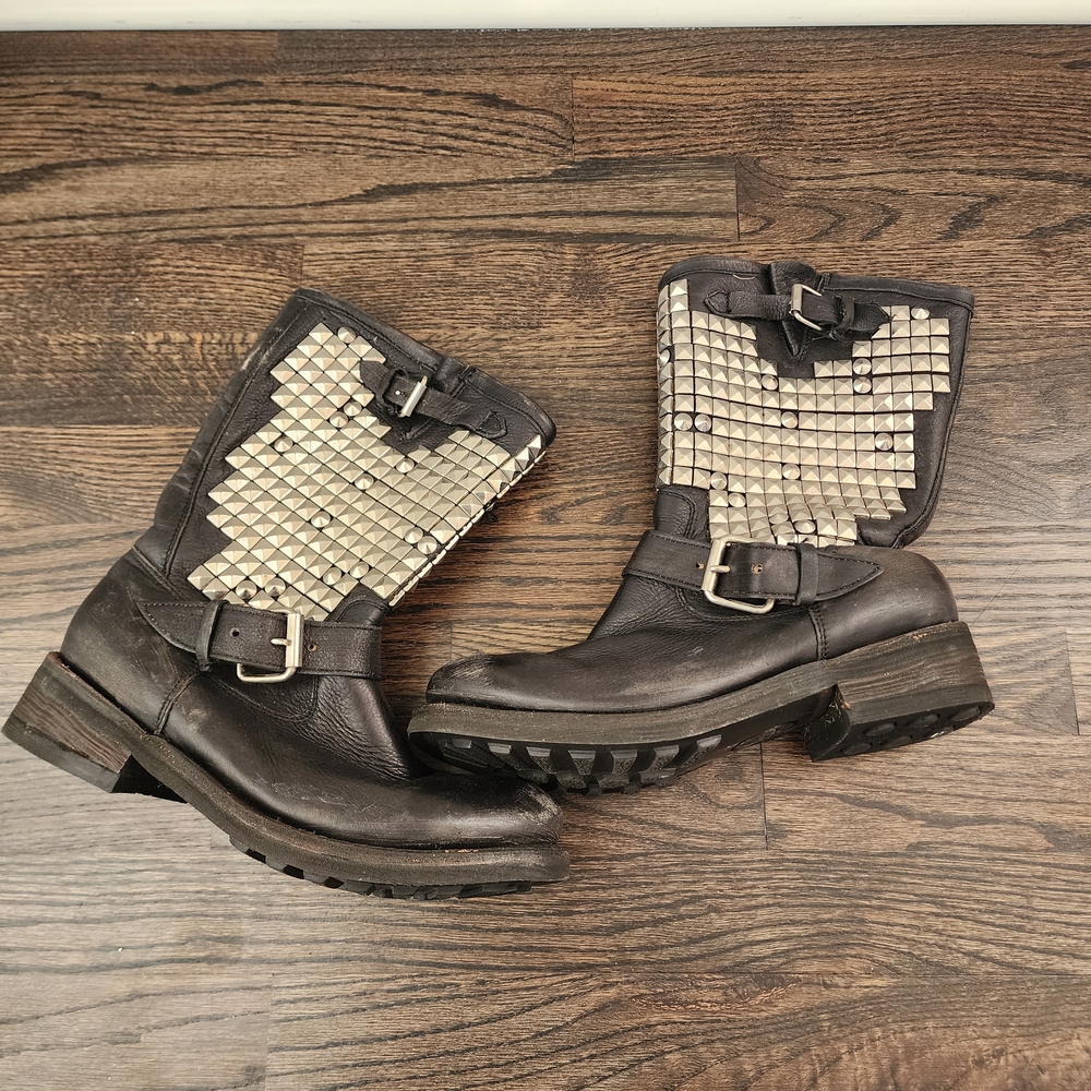 Ash Black and Silver Combat Boots